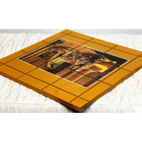 Handmade Faux Tile Wall Hanging Jesus Mother & Child Wooden Polyurethane Finish - Picture 4 of 6